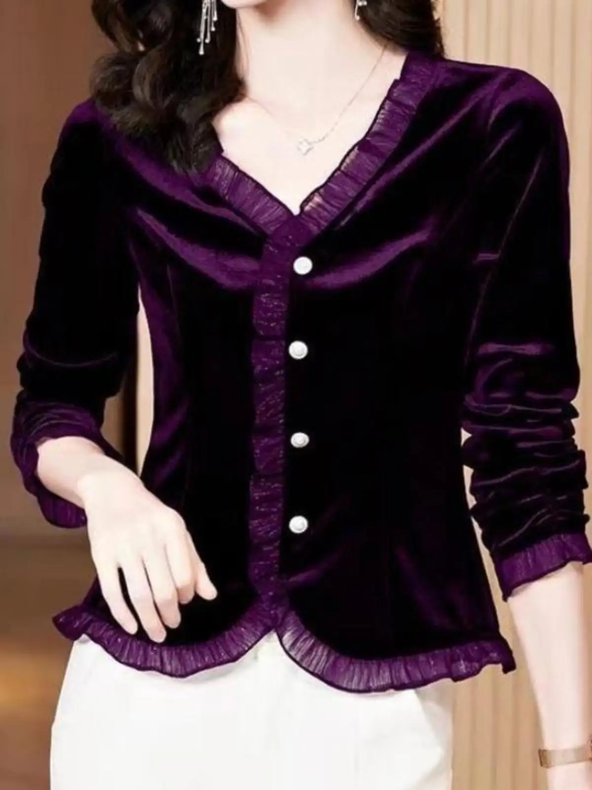 Autumn Winter Gold Velvet Base Shirt Long Sleeve V-Neck Women's Inner Wear Fashionable Trendy Korean Style Short Length
Autumn Winter Gold Velvet Base Shirt Long Sleeve V-Neck Women's Inner Wear Fashionable Trendy Korean Style Short Length