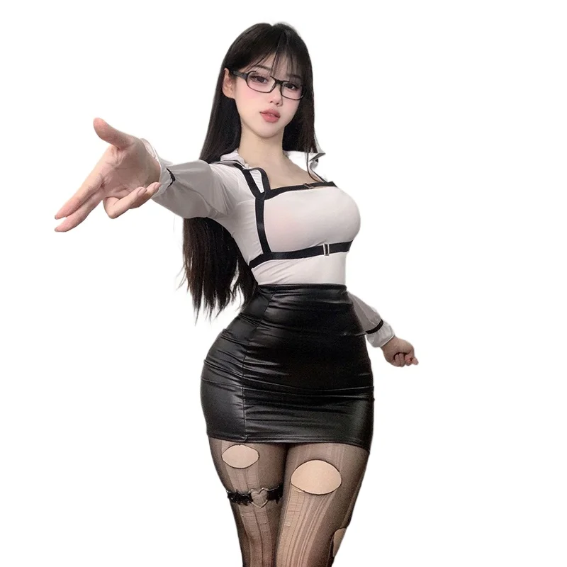Sexy Hot Office Lady OL Anime Teacher Uniform White Shirt PU Leather Skirt Outfit Cosplay Costume Temptation Exotic Mini Dress
Sexy Hot Office Lady OL Anime Teacher Uniform White Shirt PU Leather Skirt Outfit Cosplay Costume Temptation Exotic Mini Dress