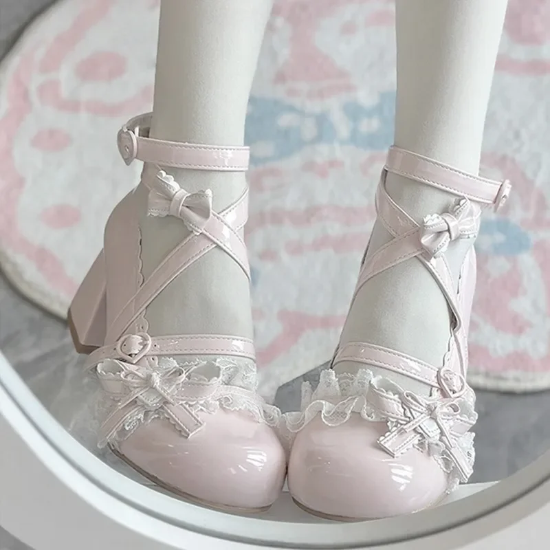 Woman Mary Jane Shoes Bowknot Lace Trim Thick Heel Princess Shoes Buckle Strap Leather Shoes Platform Women Single Shoes
Woman Mary Jane Shoes Bowknot Lace Trim Thick Heel Princess Shoes Buckle Strap Leather Shoes Platform Women Single Shoes