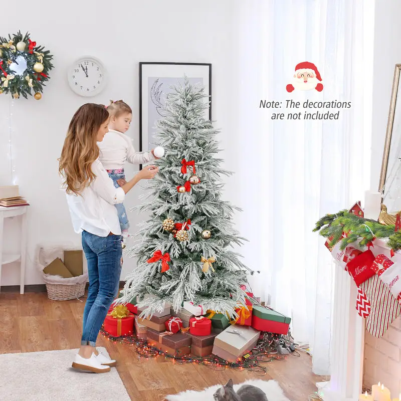 6 Feet Snow-flocked Artificial Christmas Tree Pre-lit Hinged Xmas Tree with Warm White LED Lights
6 Feet Snow-flocked Artificial Christmas Tree Pre-lit Hinged Xmas Tree with Warm White LED Lights