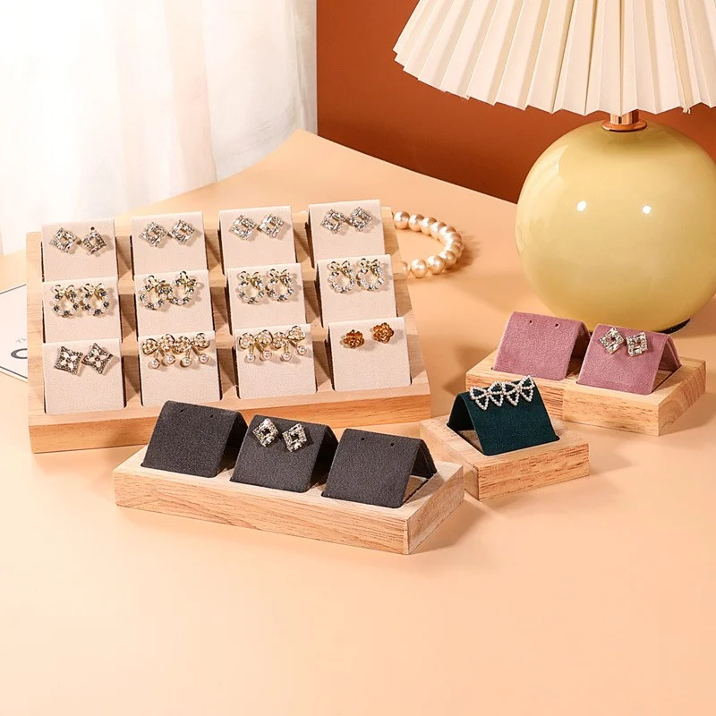 Bamboo Wood Earrings Display Stand DIY Velvet PU Leather Jewelry Storage Tray for Window Counter Props Show
Bamboo Wood Earrings Display Stand DIY Velvet PU Leather Jewelry Storage Tray for Window Counter Props Show