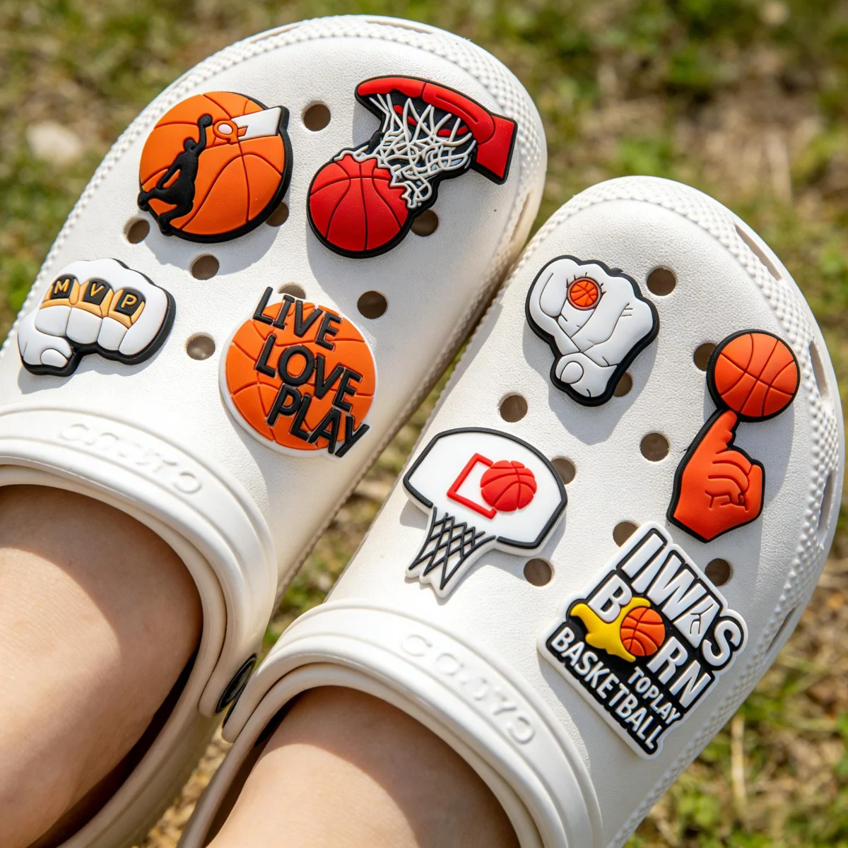 23pcs set Fan Favorite Basketball Sports PVC Shoe Charms easy install removable DIY Decor For Clogs Popular Teen Sport Ornaments
23pcs set Fan Favorite Basketball Sports PVC Shoe Charms easy install removable DIY Decor For Clogs Popular Teen Sport Ornaments