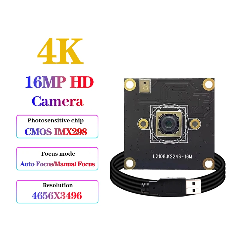 CMOS IMX298 16MP HD 4656H x 3496V Auto Focus/Fixed Focus USB Camera Module With Digital Mic For Scanning Product Vision
CMOS IMX298 16MP HD 4656H x 3496V Auto Focus/Fixed Focus USB Camera Module With Digital Mic For Scanning Product Vision