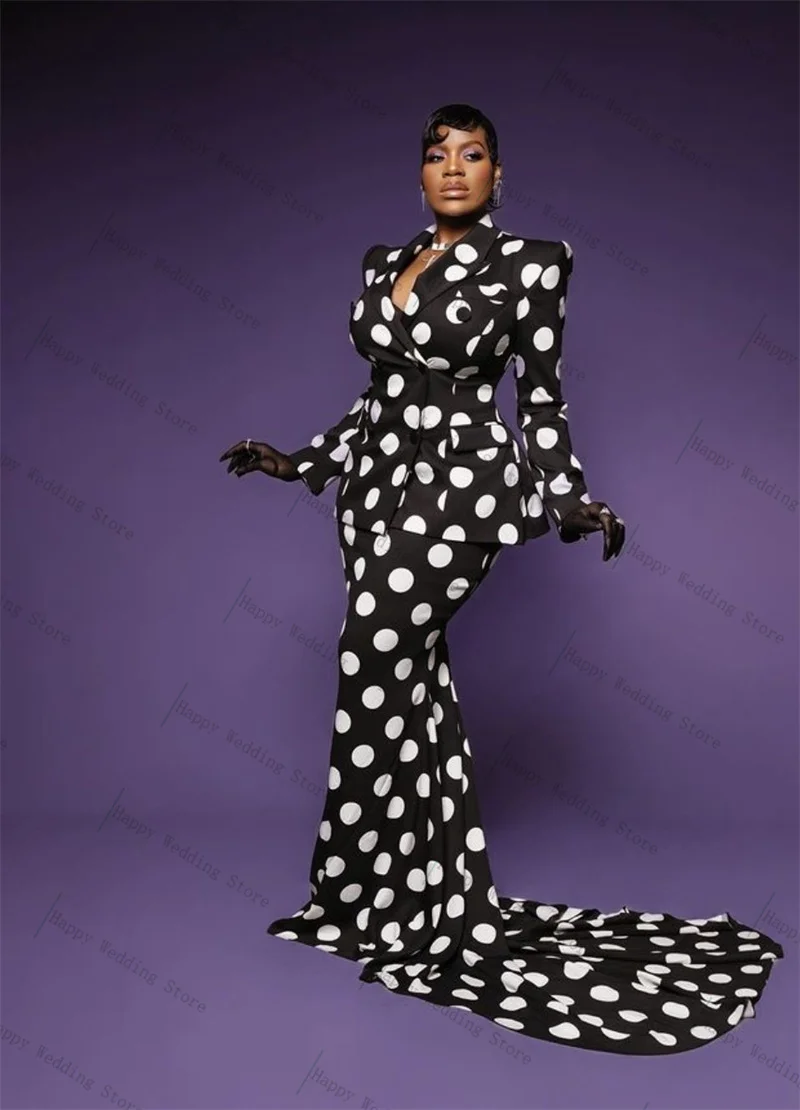 Dot Black White Women Suit Skirt Set 2 Piece Blazer+Prom Dress Autumn Formal Office Lady Customized Wedding Tuxedos Party Coat
Dot Black White Women Suit Skirt Set 2 Piece Blazer+Prom Dress Autumn Formal Office Lady Customized Wedding Tuxedos Party Coat