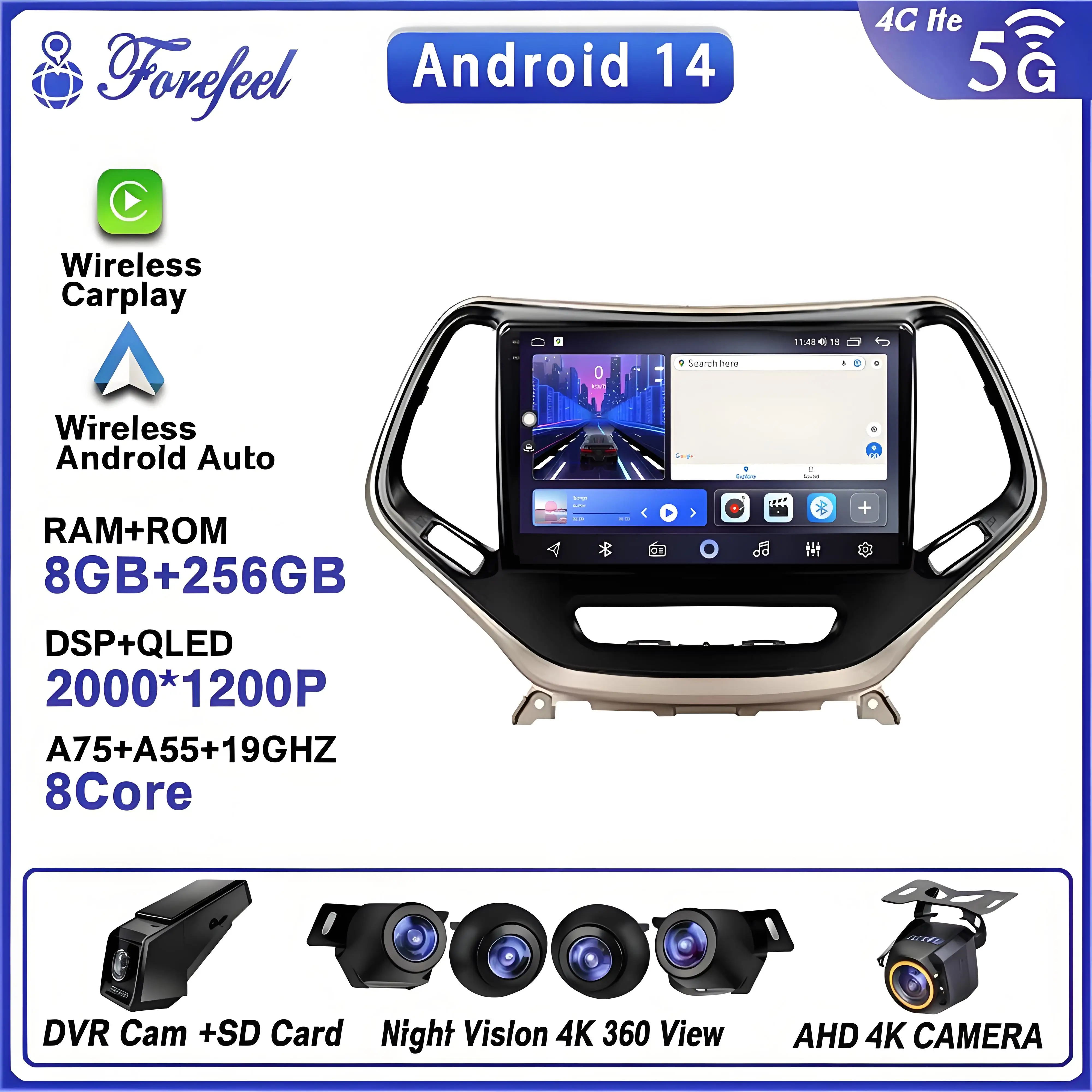 For Jeep Cherokee 5 Kl 2014 - 2018 Android 16 Multimedia Player Stereo Head Unit 2K Dvd Gps Navigation Qled Screen 5g Wifi
For Jeep Cherokee 5 Kl 2014 - 2018 Android 16 Multimedia Player Stereo Head Unit 2K Dvd Gps Navigation Qled Screen 5g Wifi