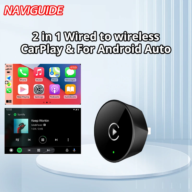 2in1 Wireless CarPlay Dongle Wireless Android Auto Adapter AI Smart Box Car Intelligent Systems For Car With Wired CarPlay
2in1 Wireless CarPlay Dongle Wireless Android Auto Adapter AI Smart Box Car Intelligent Systems For Car With Wired CarPlay