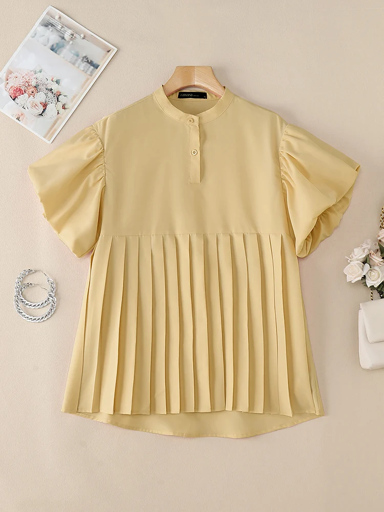 ZANZEA Elegant O-Neck Blusas Mujer Pleated-Hem Fashion Lantern Sleeves Women Tunic Tops Solid Color Casual 2025 Summer Blouses
ZANZEA Elegant O-Neck Blusas Mujer Pleated-Hem Fashion Lantern Sleeves Women Tunic Tops Solid Color Casual 2025 Summer Blouses