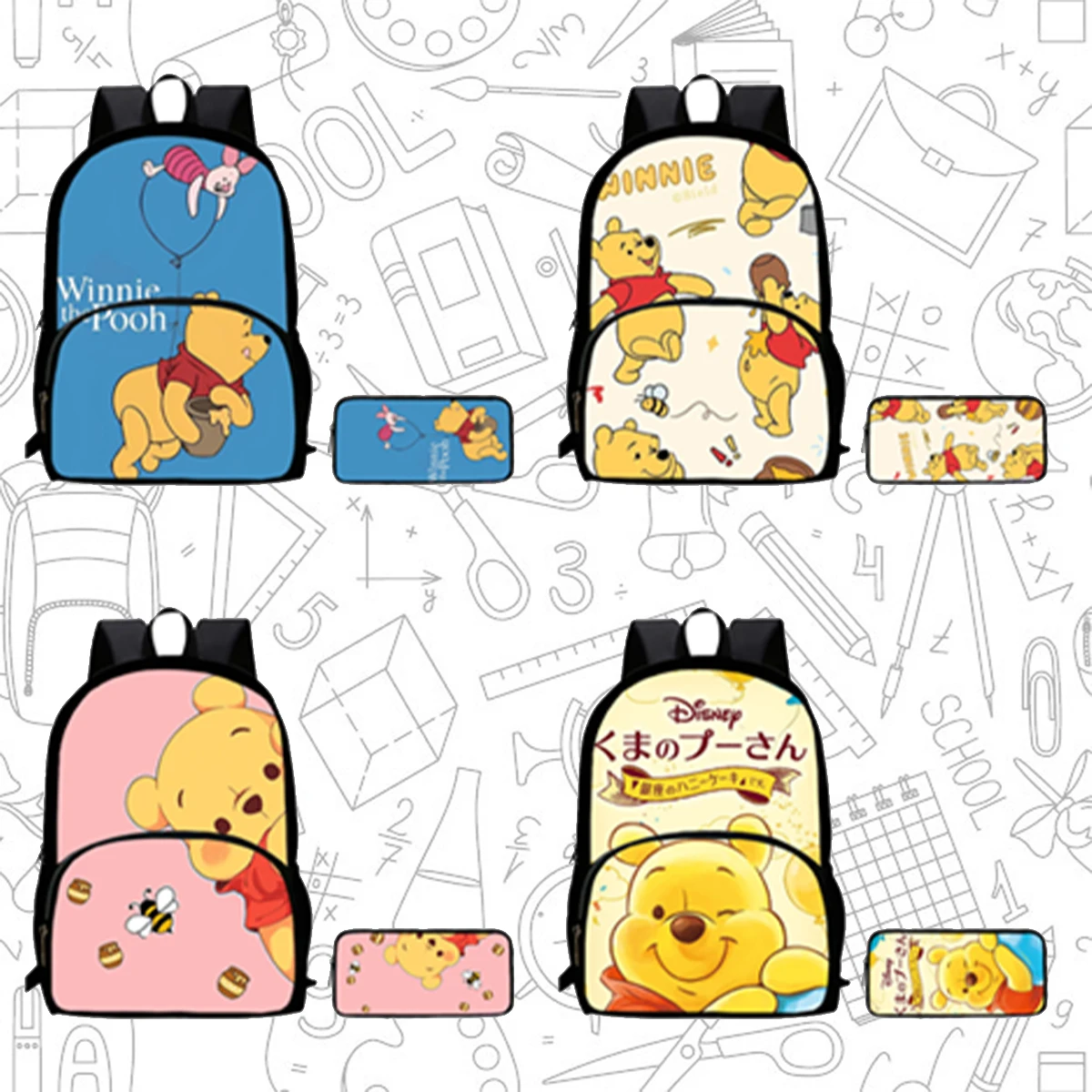 2Pcs Set School Backpack with Front Pocket,Cartoon Winnie-the-Pooh School Bags for Girls Boys,Large Child Backpack for Aged 5-10
2Pcs Set School Backpack with Front Pocket,Cartoon Winnie-the-Pooh School Bags for Girls Boys,Large Child Backpack for Aged 5-10