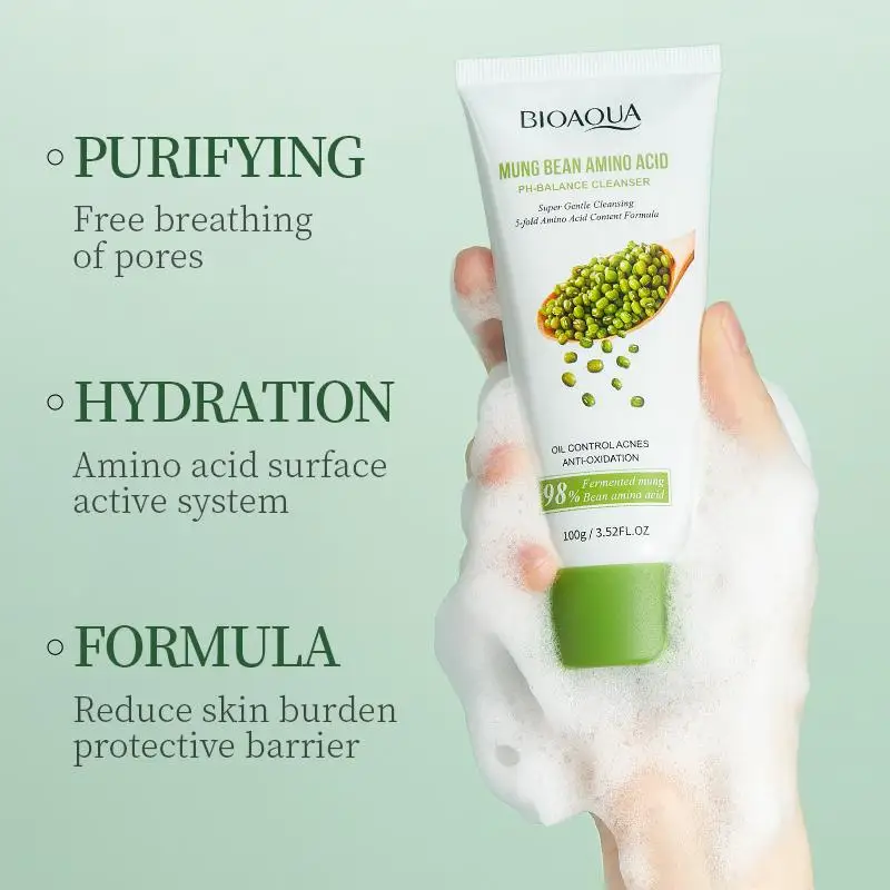 BIOAOUA Mung Bean Amino Acid PH-Balance Cleanser Deep Cleaning Purify Pores Oil Control Refreshing Mild Cleanser Face Washing
BIOAOUA Mung Bean Amino Acid PH-Balance Cleanser Deep Cleaning Purify Pores Oil Control Refreshing Mild Cleanser Face Washing