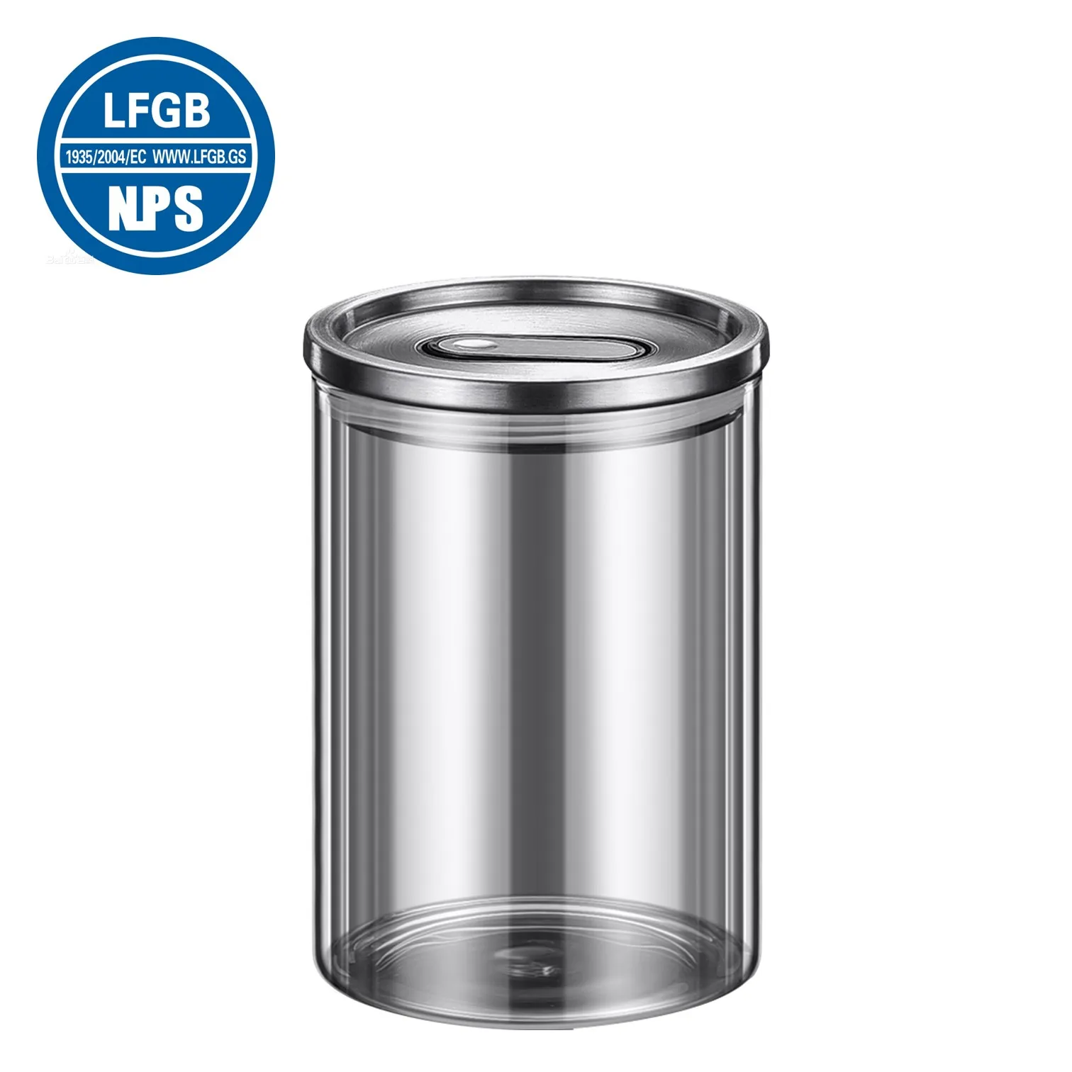 LFGB Certificated Ultra Thick 2.7mm High-borosilicate Glass Food Container with 304 Stainless Steel Cover Coffee Bean Jar
LFGB Certificated Ultra Thick 2.7mm High-borosilicate Glass Food Container with 304 Stainless Steel Cover Coffee Bean Jar