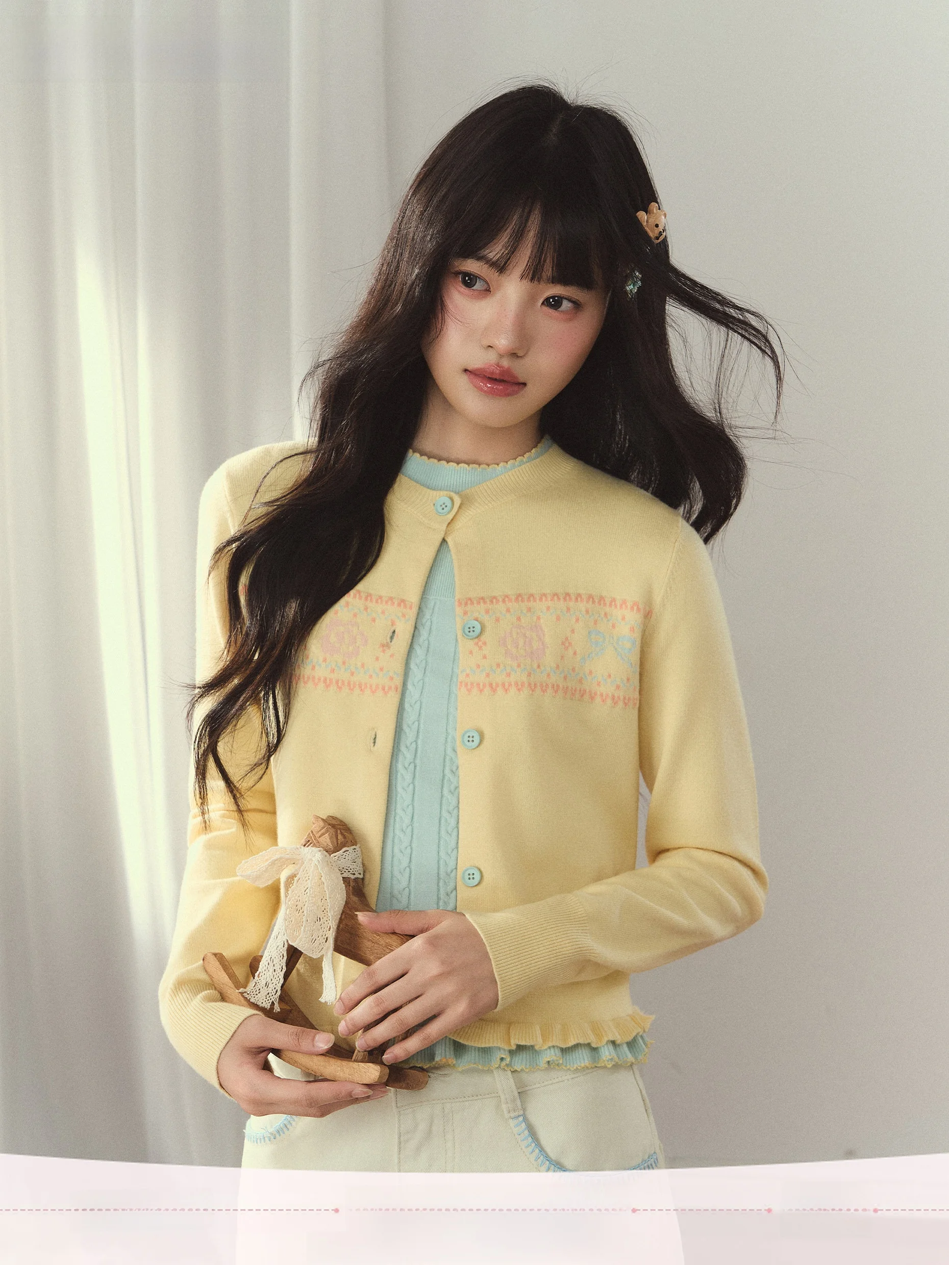 Sweet Style Umoumo Knitted Sweater Wave Lace Trim Color Block Open Cardigan Slim Fit Long Sleeve Knot Spring Fashion
Sweet Style Umoumo Knitted Sweater Wave Lace Trim Color Block Open Cardigan Slim Fit Long Sleeve Knot Spring Fashion