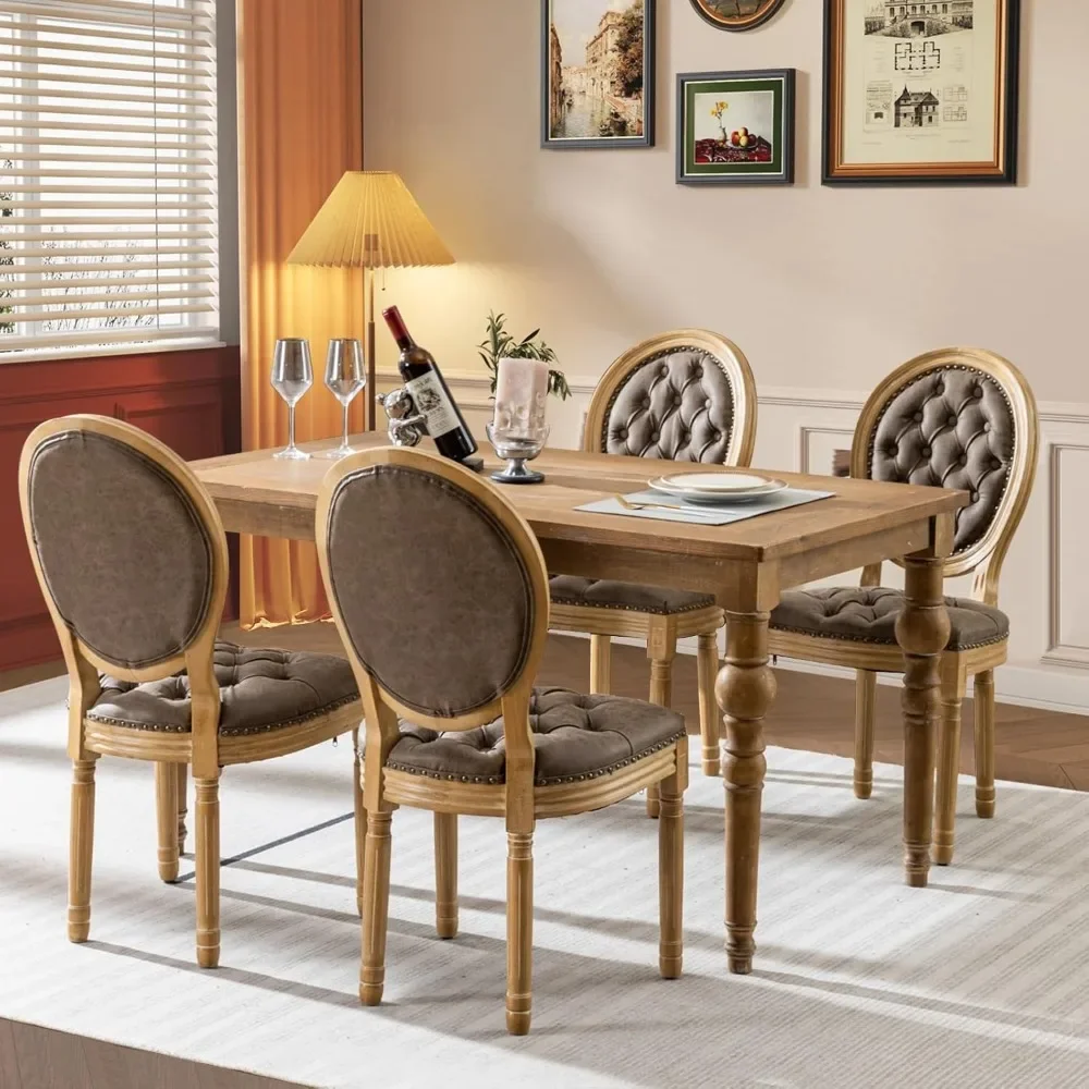 PU Leather Upholstered Dining Chairs Set of 4 French Country Round Back Kitchen Side Chairs with Nailhead Trim and Wood Legs for
PU Leather Upholstered Dining Chairs Set of 4 French Country Round Back Kitchen Side Chairs with Nailhead Trim and Wood Legs for
