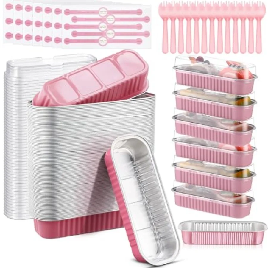 600 Pcs Mini Loaf Pans with Lids Spoons Sealing Sticker Small Cake Baking Pans Disposable Aluminum Foil Cupcake Baking for Spri
600 Pcs Mini Loaf Pans with Lids Spoons Sealing Sticker Small Cake Baking Pans Disposable Aluminum Foil Cupcake Baking for Spri