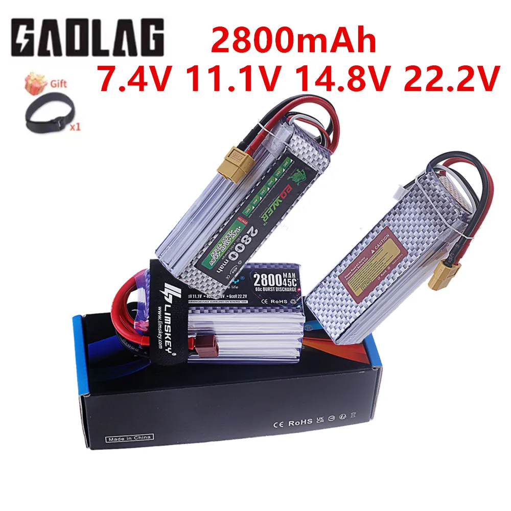 2800MAH 7.4V 11.1V 14.8V 22.2V Lipo Battery For RC Quadcopter Helicopter Car Boat Drones 45C 2S 3S 4S 6S Battery
2800MAH 7.4V 11.1V 14.8V 22.2V Lipo Battery For RC Quadcopter Helicopter Car Boat Drones 45C 2S 3S 4S 6S Battery