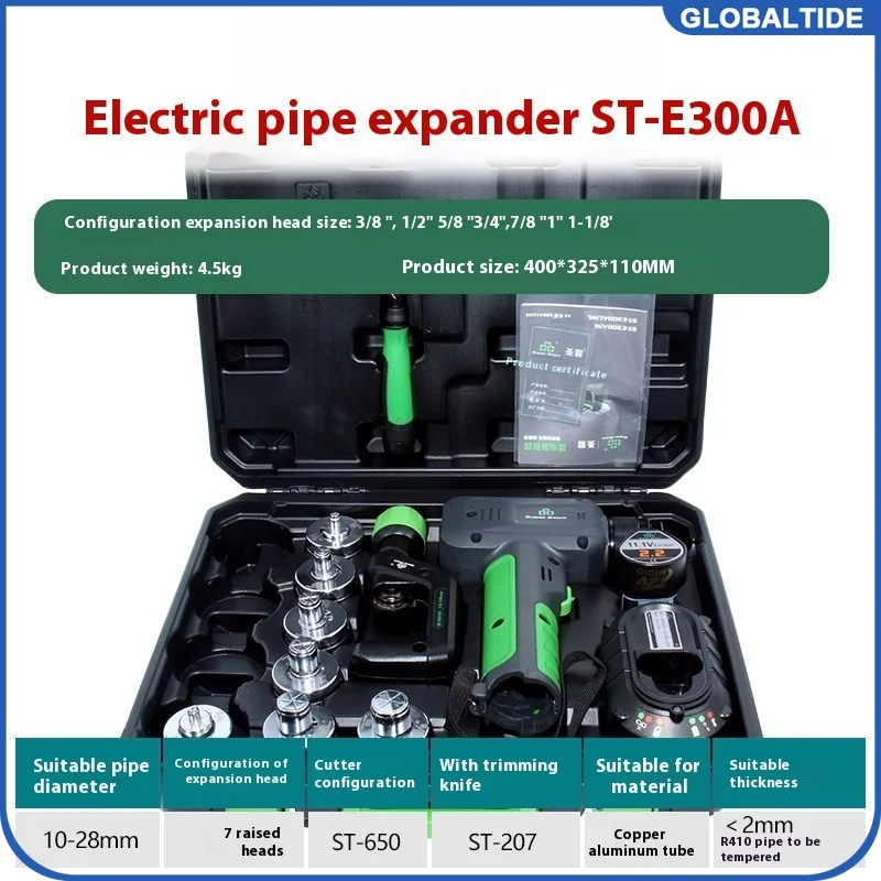 Lithium Electric Battery Pipe Expander Flaring Tool Hydraulic Air Conditioning Copper Tube Pipe Expander Tool ST-E300A
Lithium Electric Battery Pipe Expander Flaring Tool Hydraulic Air Conditioning Copper Tube Pipe Expander Tool ST-E300A