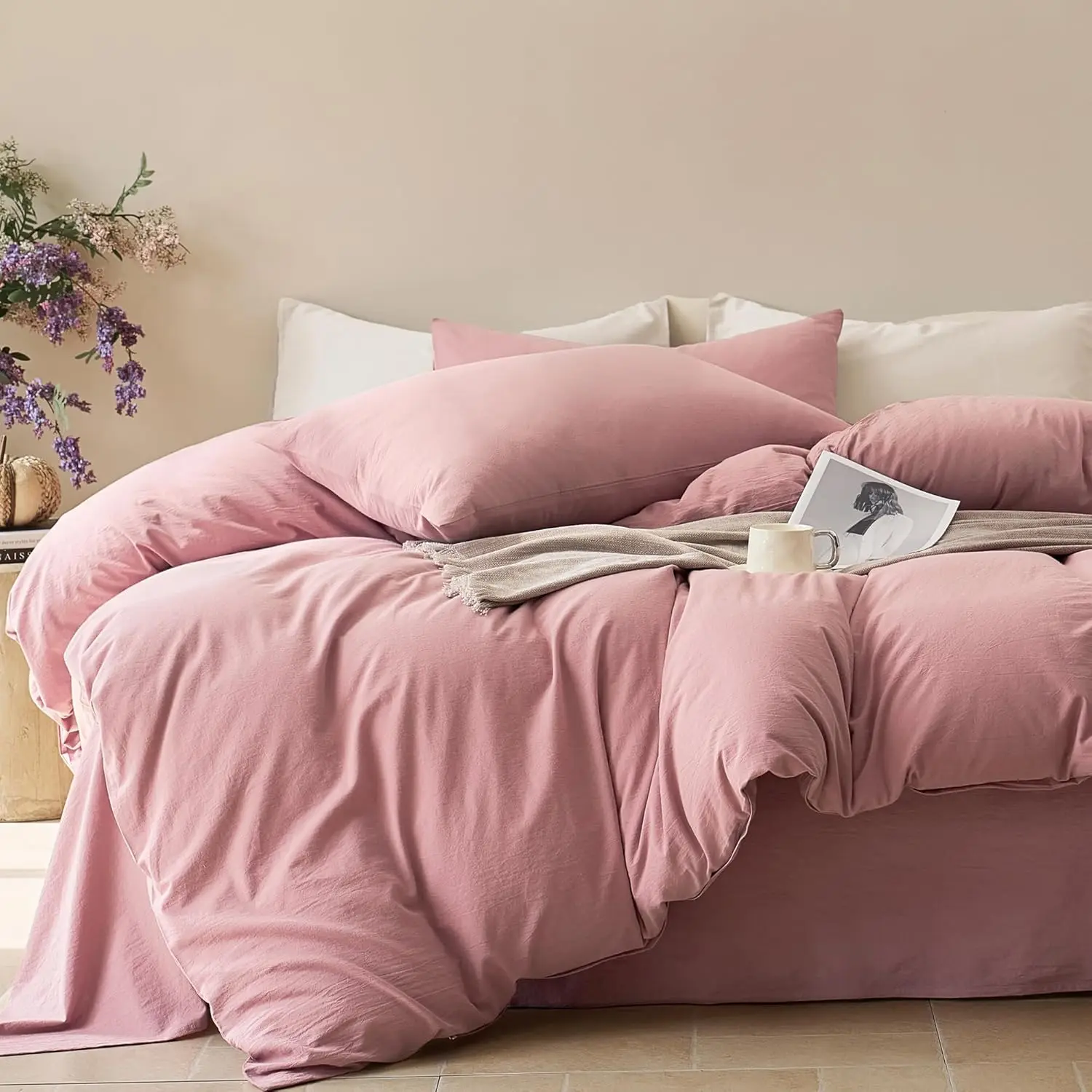 100% Washed Cotton Duvet Cover Queen Size - Linen-Like Texture, Breathable & Soft Comforter Cover with Hidden Zipper, Corner
100% Washed Cotton Duvet Cover Queen Size - Linen-Like Texture, Breathable & Soft Comforter Cover with Hidden Zipper, Corner