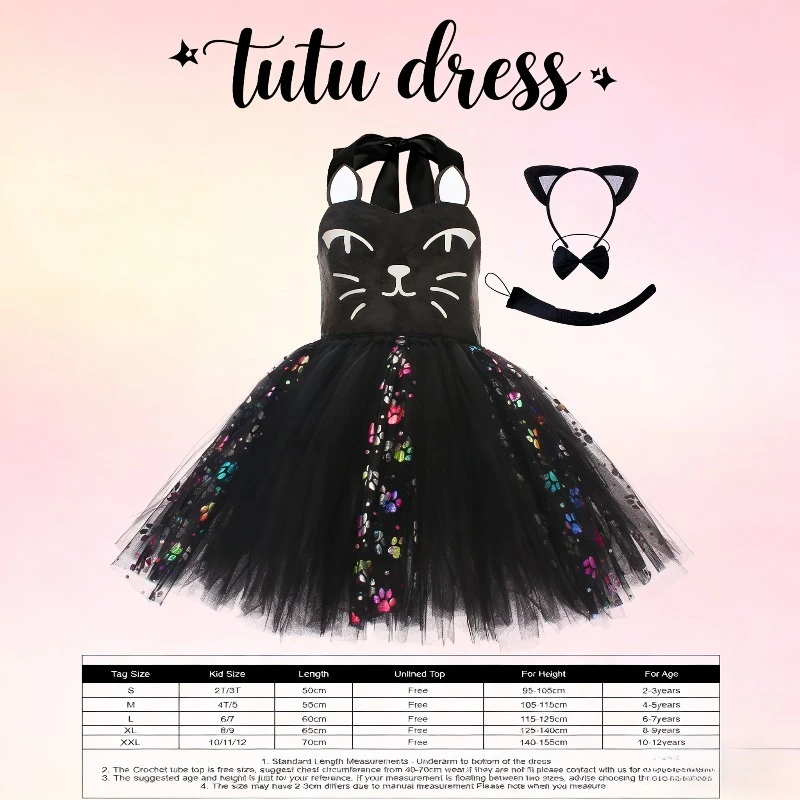 Cute Cat Decor Tutu Dress Colorful Paw Print Party Outfit Breathable Festival Costume for Birthday Holiday Stage Show Wear
Cute Cat Decor Tutu Dress Colorful Paw Print Party Outfit Breathable Festival Costume for Birthday Holiday Stage Show Wear