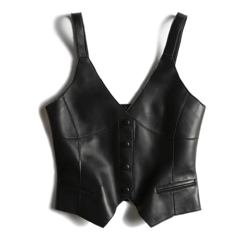 PU Leather Vest Women Fashion Black V-Neck Sleeveless Slim Waist Waistcoat Tops q72
PU Leather Vest Women Fashion Black V-Neck Sleeveless Slim Waist Waistcoat Tops q72