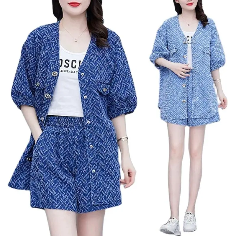 2022 Summer New Women Clothing Denim Suit Korean Version Fashion Loose Temperament Leisure Cowboy Lady Shorts Two Piece Set
2022 Summer New Women Clothing Denim Suit Korean Version Fashion Loose Temperament Leisure Cowboy Lady Shorts Two Piece Set