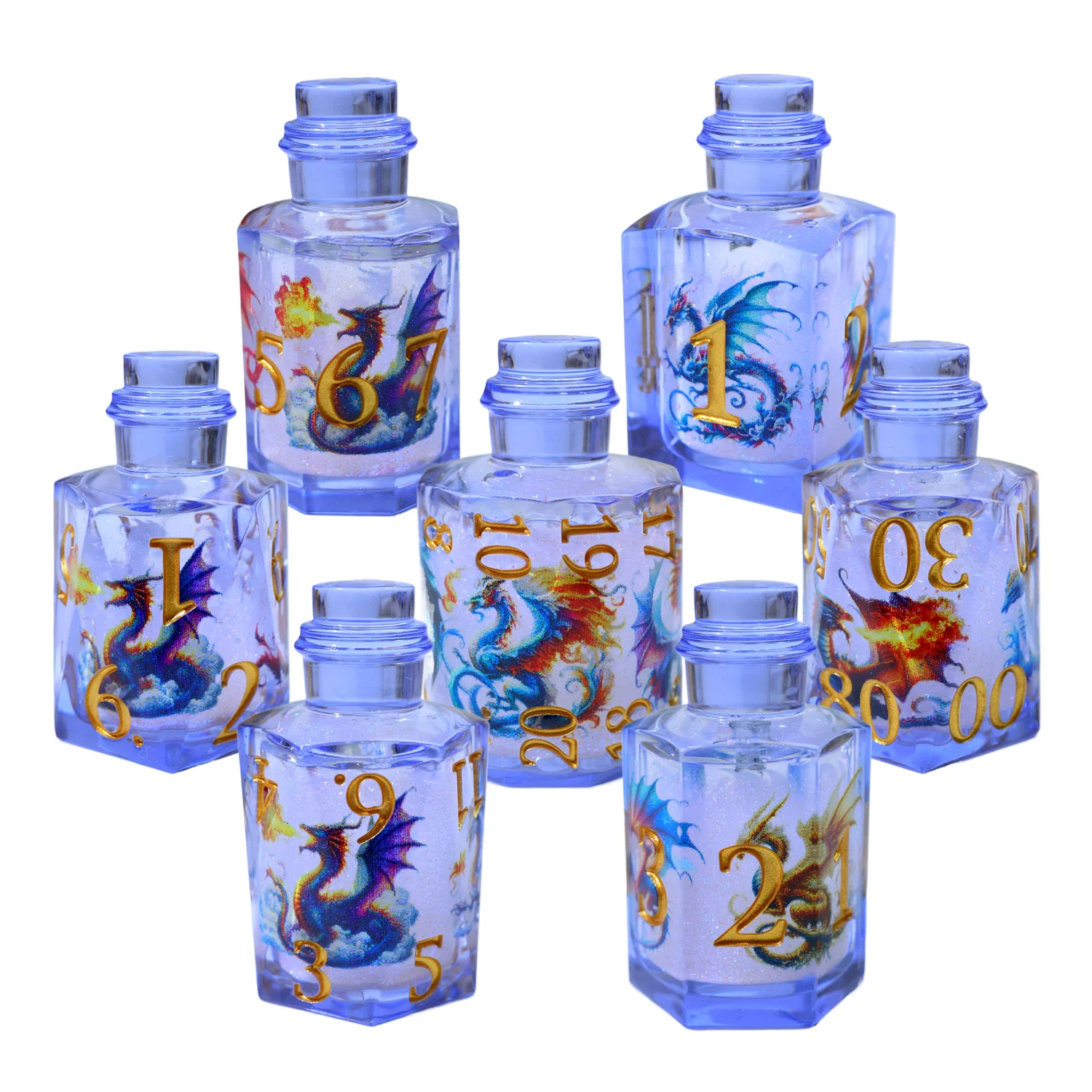 Liquid Core DND Dice Set,Potion Bottle Polyhedral Dice with Floating Colorful Dragons,TTRPG Alchemy Props for Board Game-BOT3
Liquid Core DND Dice Set,Potion Bottle Polyhedral Dice with Floating Colorful Dragons,TTRPG Alchemy Props for Board Game-BOT3