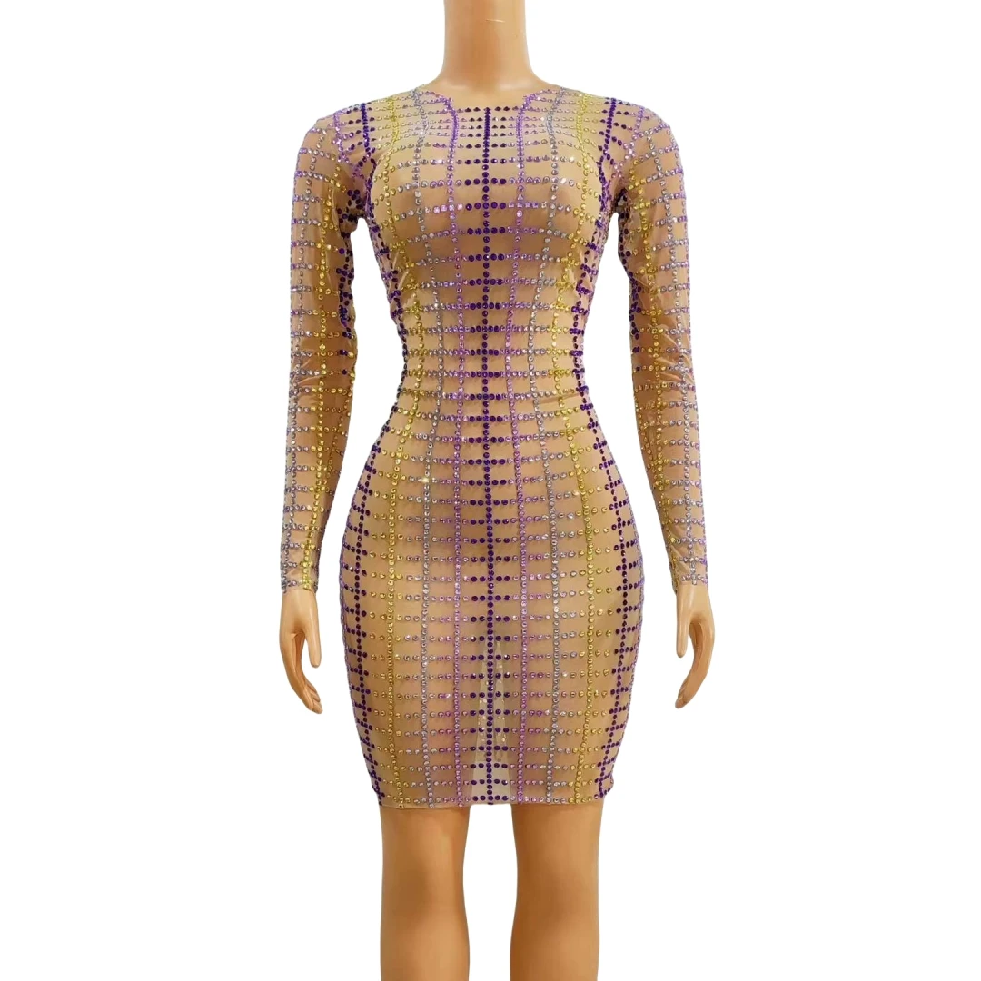 Glitter Colorful Rhinestone Plaid Long Sleeve Mini SeXy Short Dress For Women One Piece Club Goddess Night Out Drag Queen Outfit
Glitter Colorful Rhinestone Plaid Long Sleeve Mini SeXy Short Dress For Women One Piece Club Goddess Night Out Drag Queen Outfit