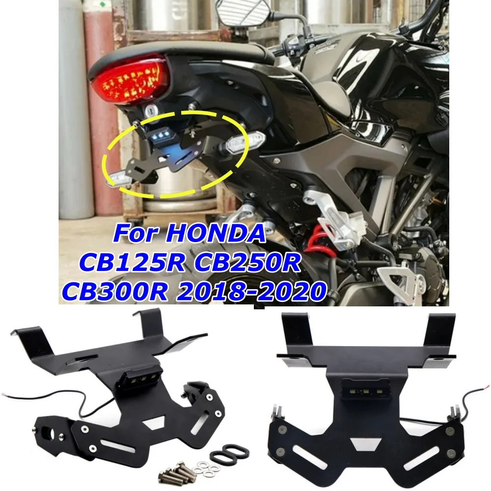 Motorcycle Conversion Short Tail Registration Plate Holder With LED License Plate Light For Honda CB125R CB250R CB300R 2018-2020
Motorcycle Conversion Short Tail Registration Plate Holder With LED License Plate Light For Honda CB125R CB250R CB300R 2018-2020