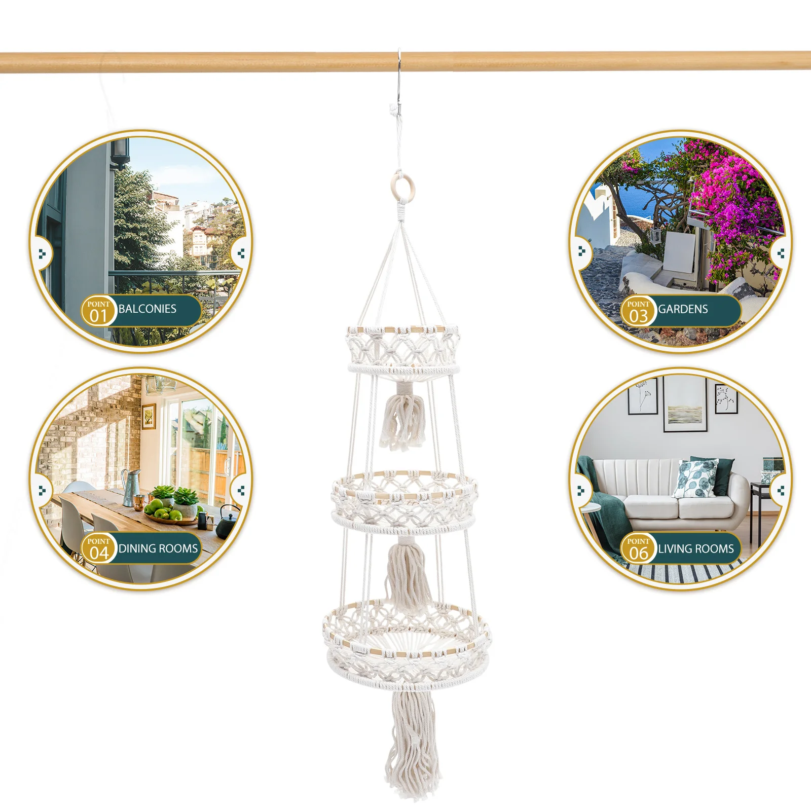 Three-Tier Hanging Fruit Basket Cotton Rope Woven Storage Holder for Kitchen Vegetable Produce Organizer Decorative
Three-Tier Hanging Fruit Basket Cotton Rope Woven Storage Holder for Kitchen Vegetable Produce Organizer Decorative