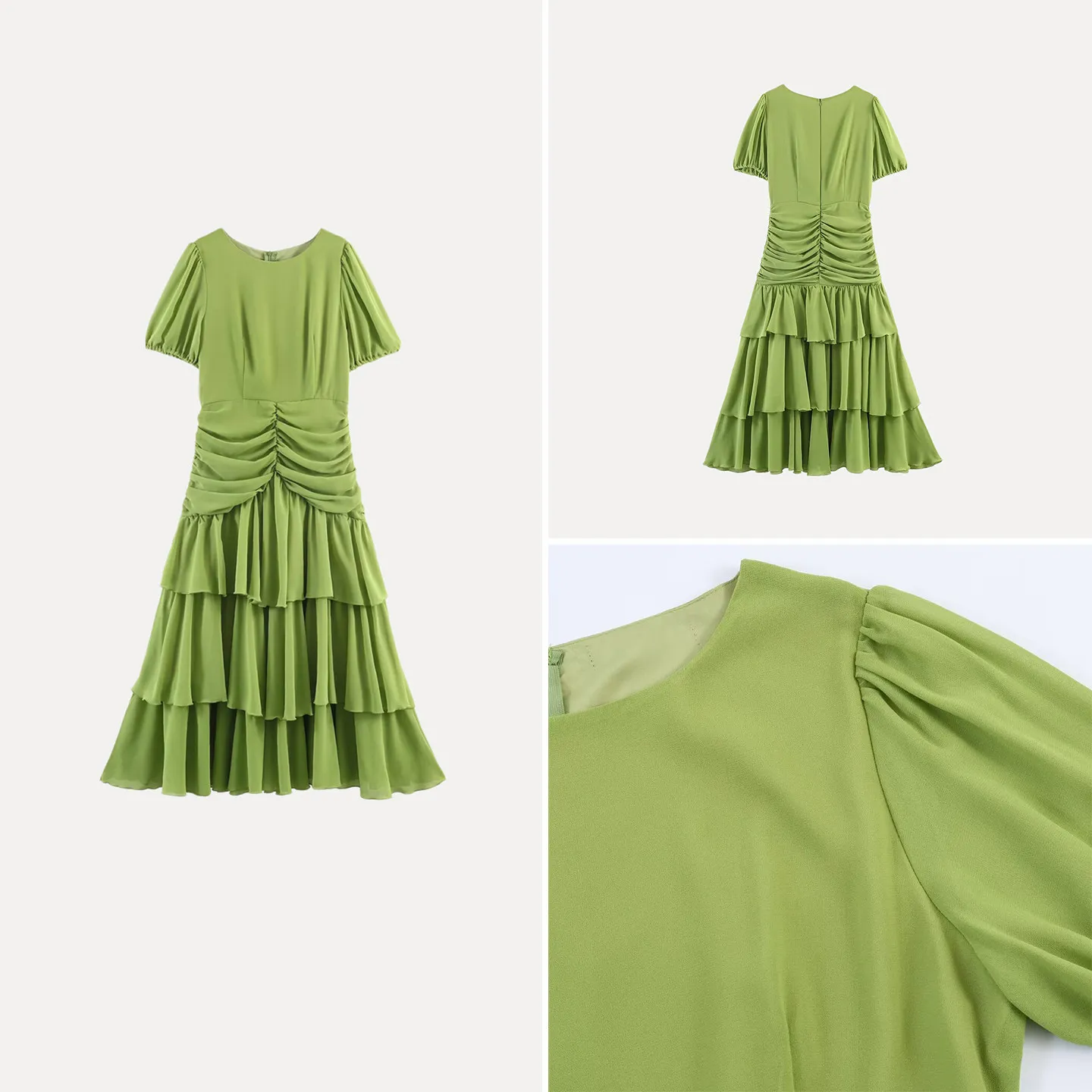 Women's Casual Style Short Sleeve round Neck Layered Gathered Waist Long Dress Spring Summer Autumn Fashion Elegant Dress
Women's Casual Style Short Sleeve round Neck Layered Gathered Waist Long Dress Spring Summer Autumn Fashion Elegant Dress