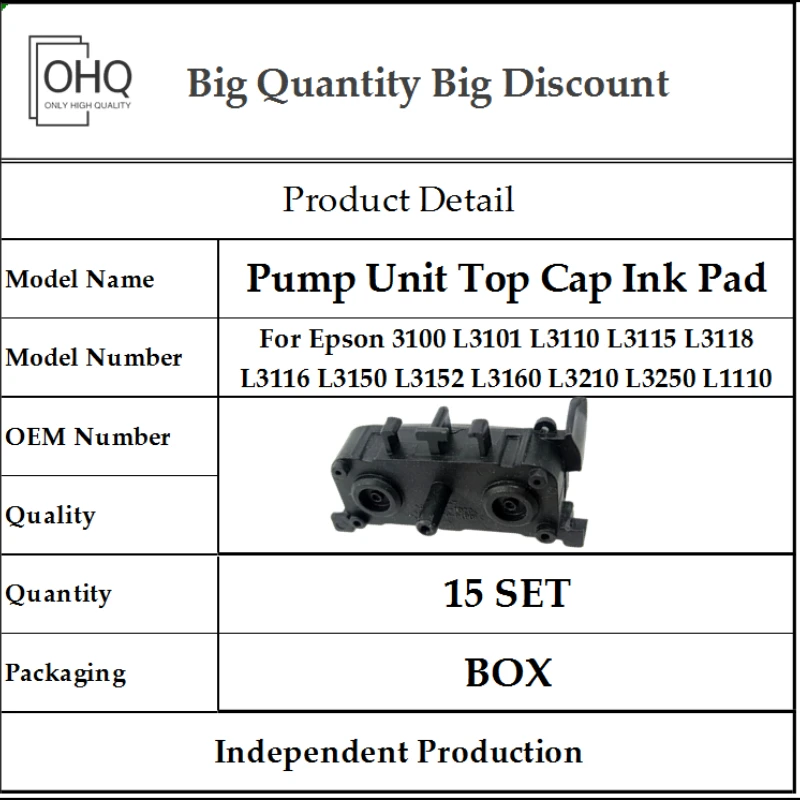 15X Pump насос Unit Top Cap Ink Pad for Epson 3100 L3101 L3110 L3115 L3118 L3116 L3150 L3152 L3160 L3210 L3250 L1110 PRINTER
15X Pump насос Unit Top Cap Ink Pad for Epson 3100 L3101 L3110 L3115 L3118 L3116 L3150 L3152 L3160 L3210 L3250 L1110 PRINTER