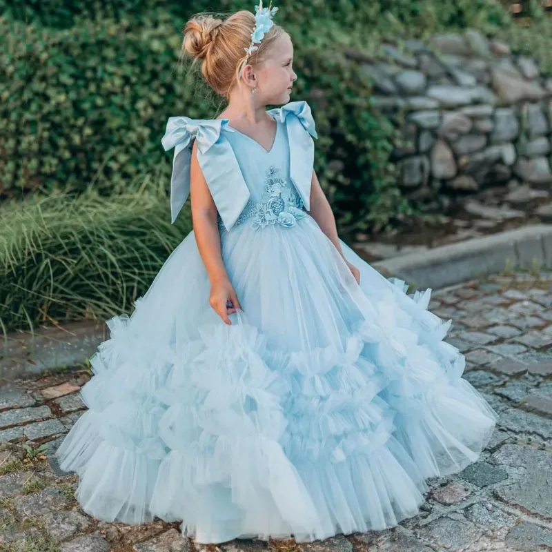Customized Blue Flower Girl Dresses for Wedding With Bows Floor Length Girl Kids Birthday Ball Gown First Holy Communion Gowns
Customized Blue Flower Girl Dresses for Wedding With Bows Floor Length Girl Kids Birthday Ball Gown First Holy Communion Gowns