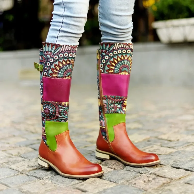 2025 New Autumn Genuine Leather Knee-High Splicing Colorful 4CM Women Boots Casual Women Shoes Winter Retro Side Zipper Boots
2025 New Autumn Genuine Leather Knee-High Splicing Colorful 4CM Women Boots Casual Women Shoes Winter Retro Side Zipper Boots