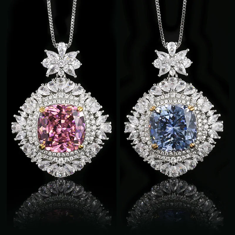 Luxury Pink Blue Gemstone Pendant Necklaces for Women Sparkling Zirconia Embellished Elegant Floral Top Design Fashion Jewelry
Luxury Pink Blue Gemstone Pendant Necklaces for Women Sparkling Zirconia Embellished Elegant Floral Top Design Fashion Jewelry