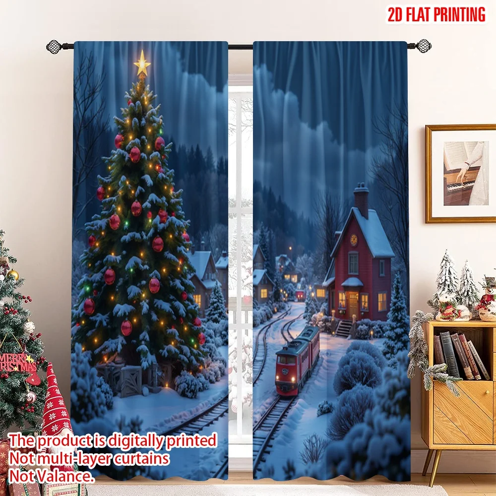 2pcs 2D flat printing Merry Christmas Popular Curtain Christmas Village Train Scene_a 100% Polyester Without Electricity Festive
2pcs 2D flat printing Merry Christmas Popular Curtain Christmas Village Train Scene_a 100% Polyester Without Electricity Festive