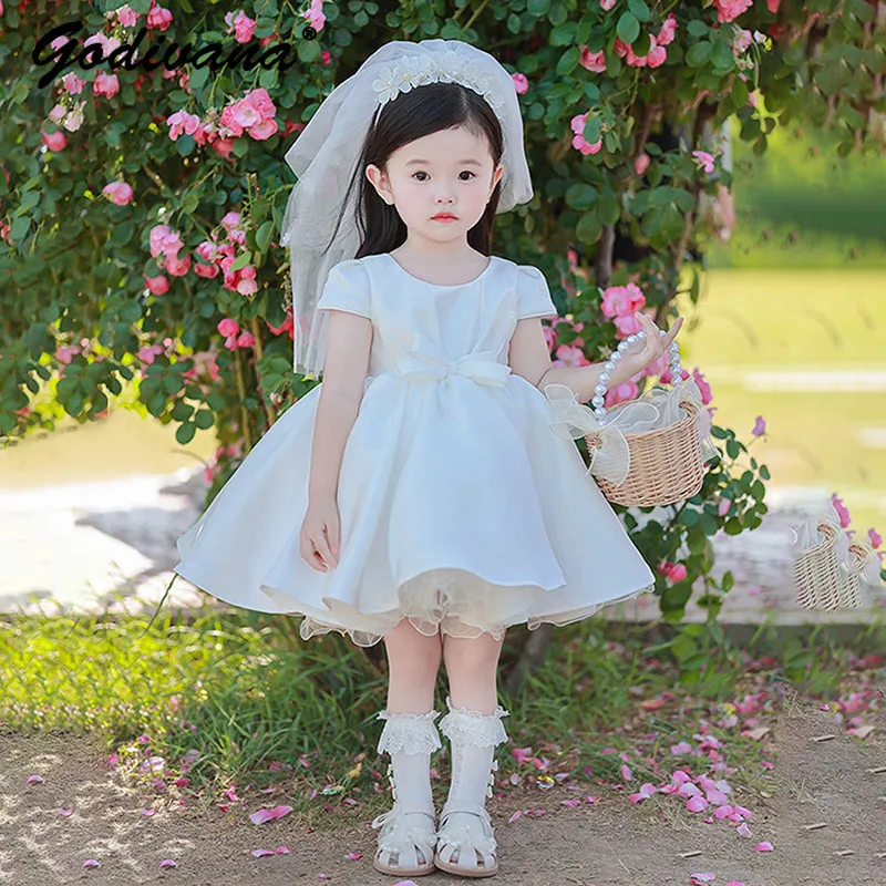 Baby Girls New 2026 Summer White Tulle Wedding Flower Girl Lolita Dress Childrens Short Sleeve High Waist Bow Birthday Ball Gown
Baby Girls New 2026 Summer White Tulle Wedding Flower Girl Lolita Dress Childrens Short Sleeve High Waist Bow Birthday Ball Gown