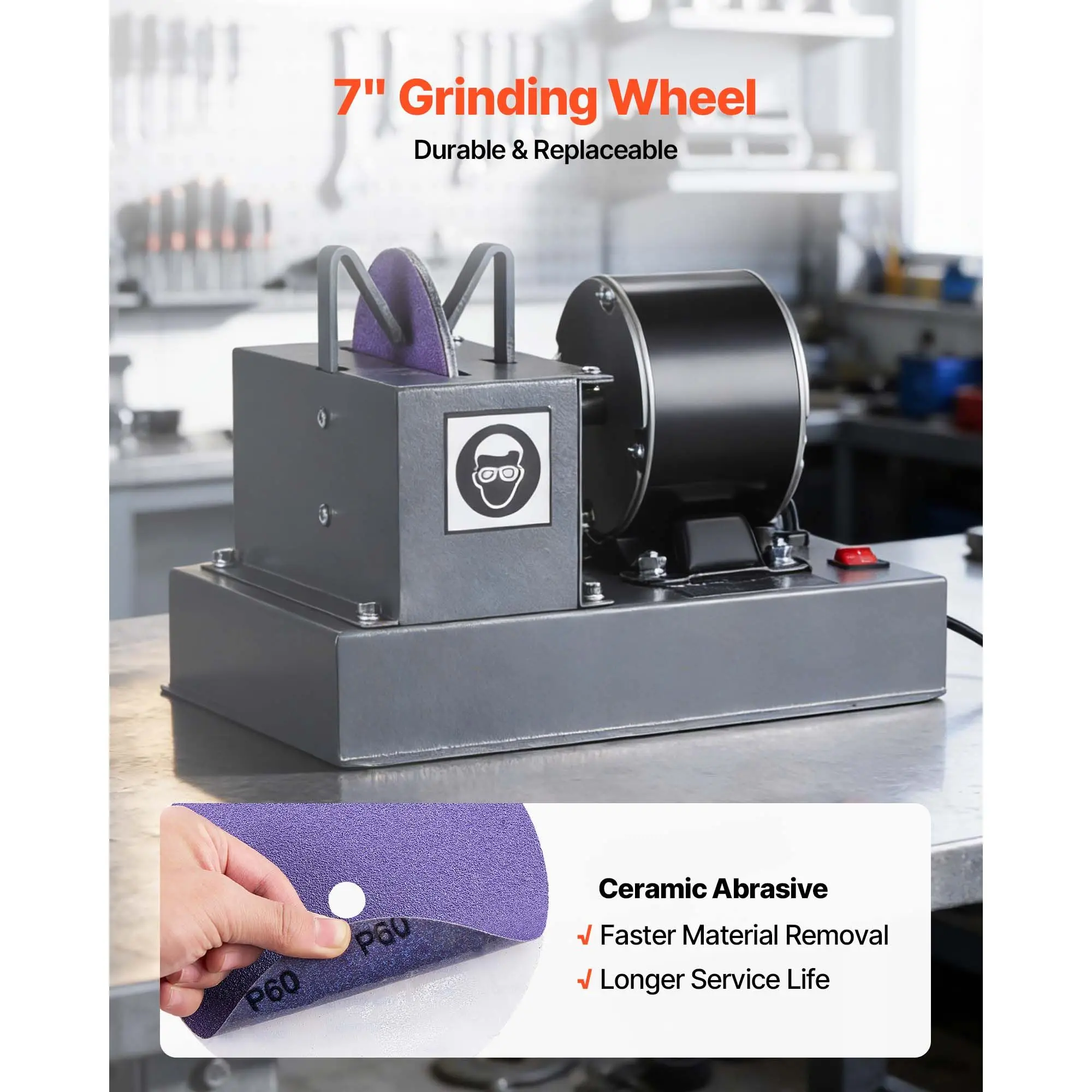 Lawn Mower Blade Sharpener, 1/3HP Lawnmower Blades Grinder with 7" Ceramic Grinding Wheel, 30° or 40° Blade Sharpening Machine for High Lift, Low Lift, Gator & Flat Blades
Lawn Mower Blade Sharpener, 1/3HP Lawnmower Blades Grinder with 7" Ceramic Grinding Wheel, 30° or 40° Blade Sharpening Machine for High Lift, Low Lift, Gator & Flat Blades
