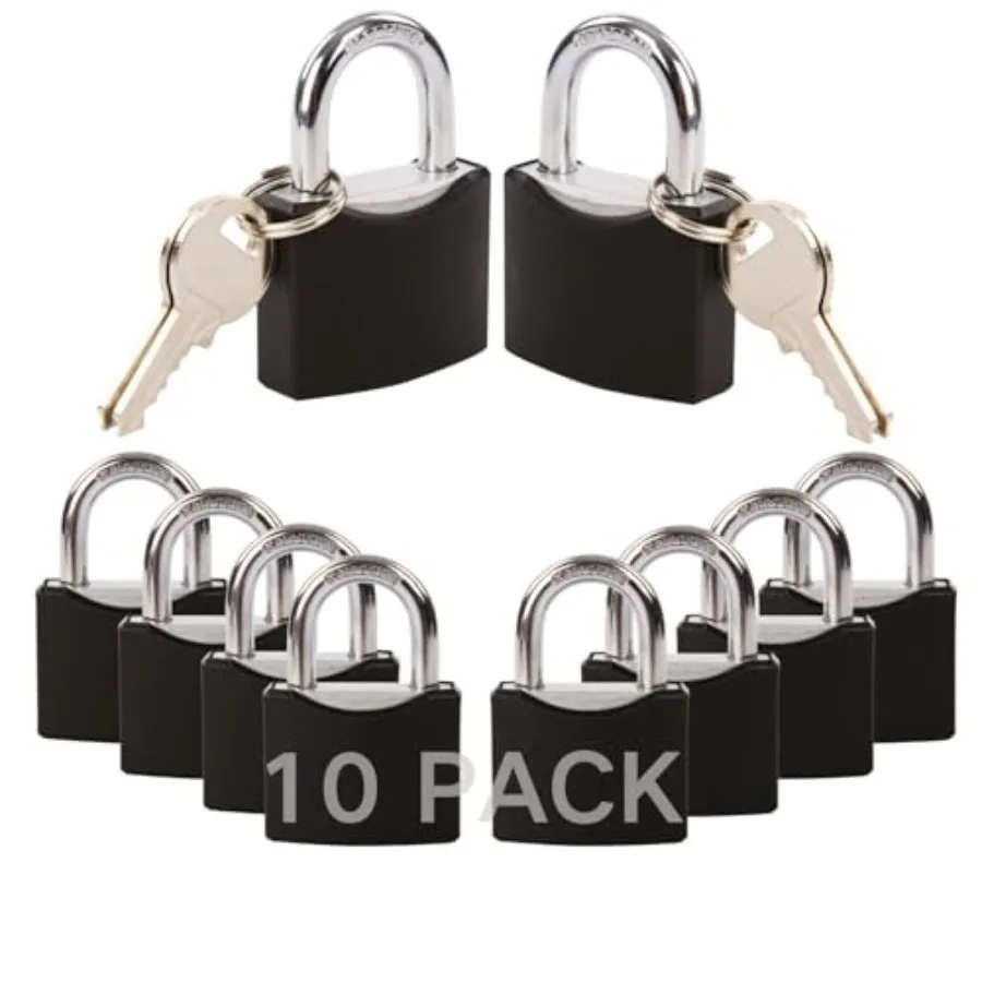 ®10-Pack 1-9/16" Weather-Proof Outdoor Padlocks Keyed Different Brass Cylinder Heavy-Duty Solid Steel Body Covered Black Locks
®10-Pack 1-9/16" Weather-Proof Outdoor Padlocks Keyed Different Brass Cylinder Heavy-Duty Solid Steel Body Covered Black Locks