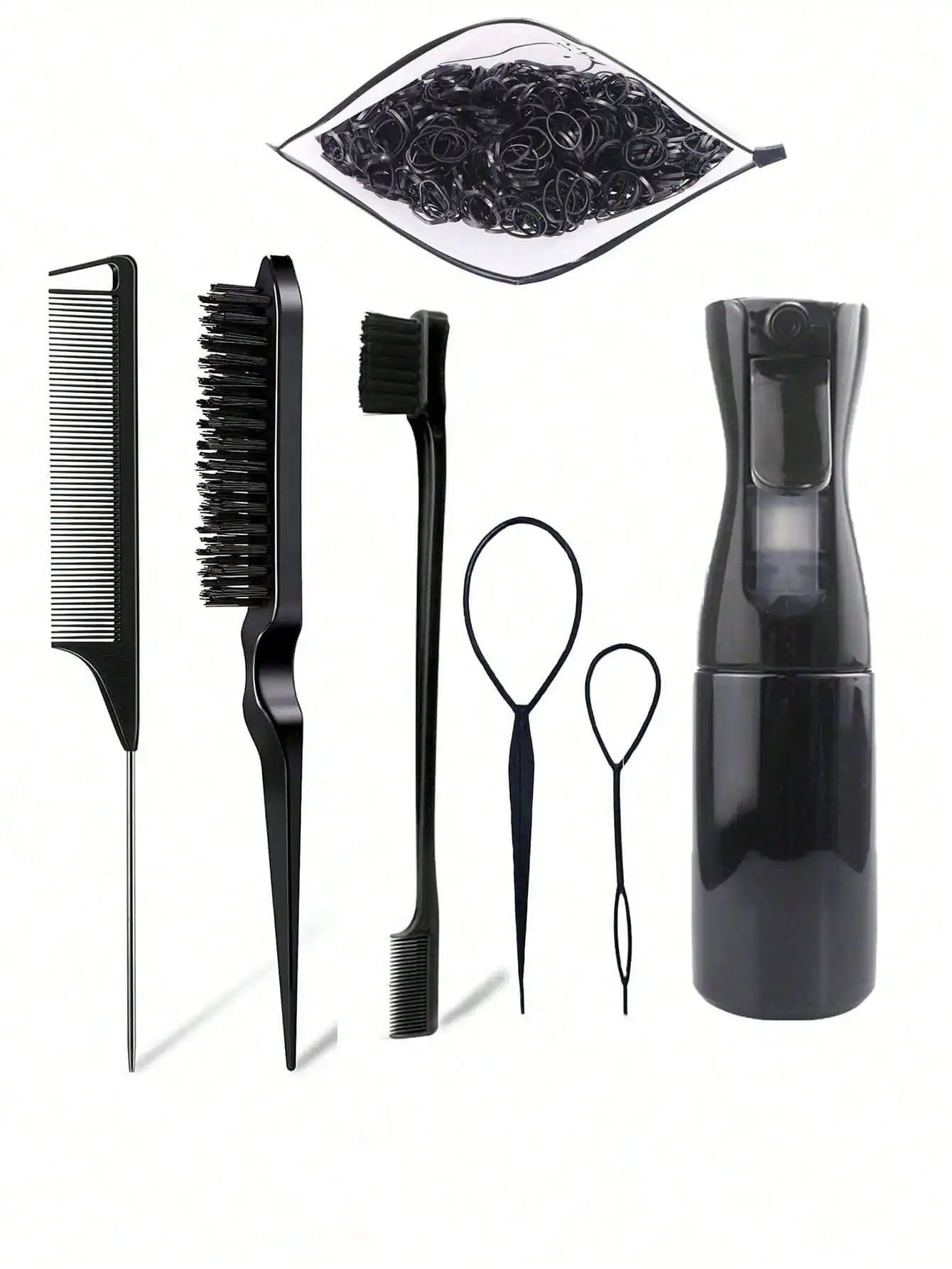 7-Piece Purple Hair Tool Set, Including 2 French Braiding Tools, 1 Rat Tail Comb, 1 Detangling Brush, 1 Parting Comb, 1 200ml Spray Bottle And 1 Pack Of 1000 Elastic Bands, Detangling Brush For Wet And Dry Curly Hair, Hairbrush For Distribution Styling, H
7-Piece Purple Hair Tool Set, Including 2 French Braiding Tools, 1 Rat Tail Comb, 1 Detangling Brush, 1 Parting Comb, 1 200ml Spray Bottle And 1 Pack Of 1000 Elastic Bands, Detangling Brush For Wet And Dry Curly Hair, Hairbrush For Distribution Styling, H