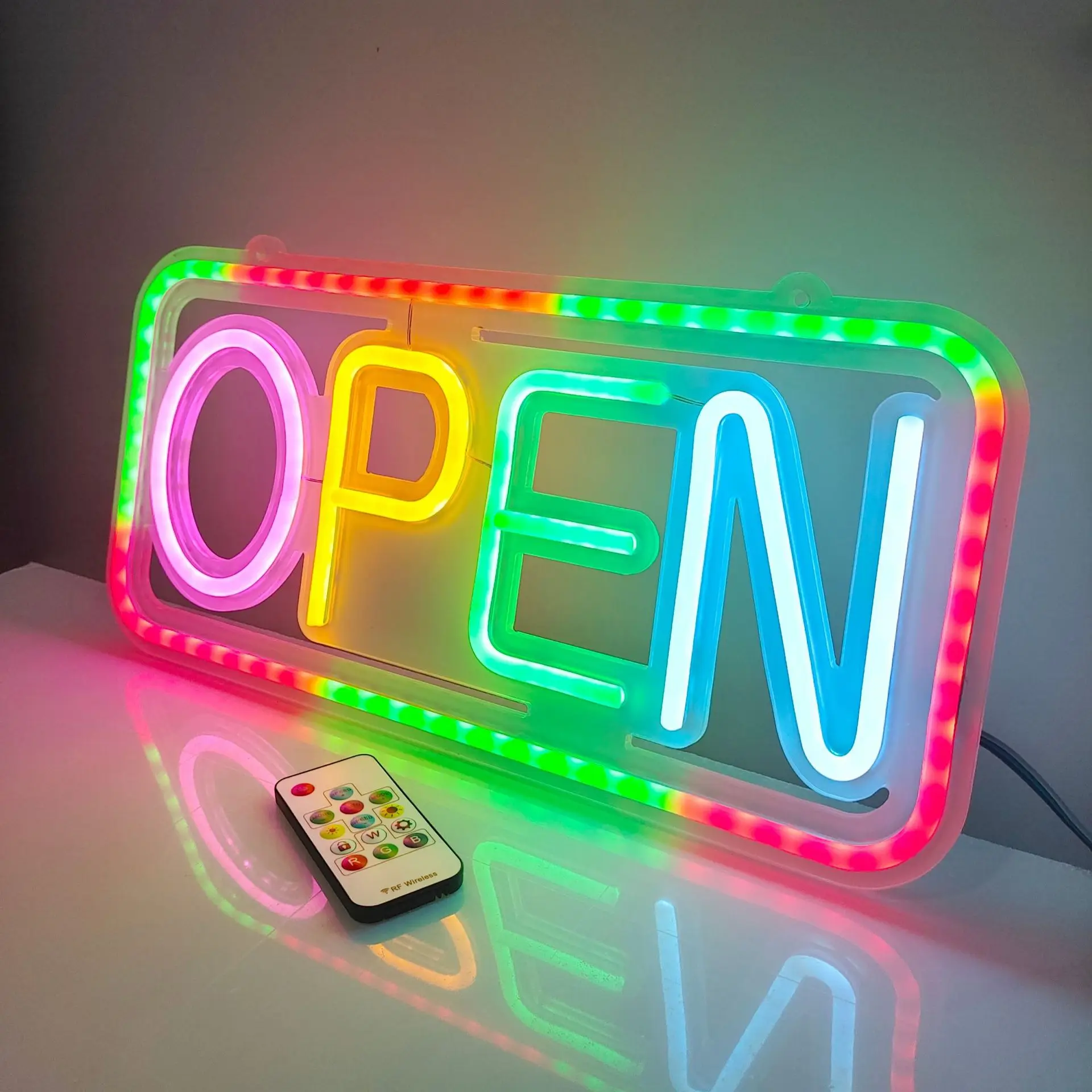 neon remote control open sign - illuminated letter business sign - color-changing flashing decorative light - advertising
neon remote control open sign - illuminated letter business sign - color-changing flashing decorative light - advertising