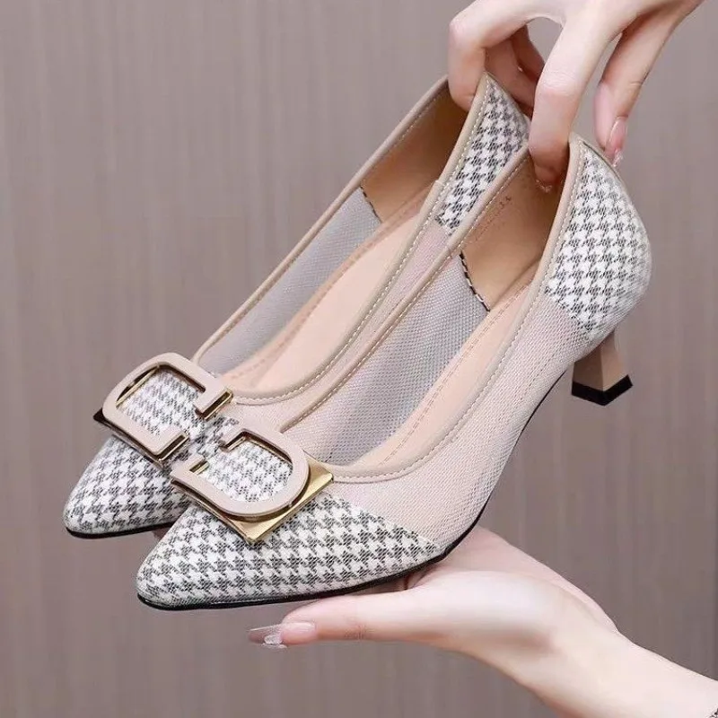 Women High Heels Pumps Pointed Toe Shallow Heels Women Chunky Heels Slip-on Office Work Shoes Women Fashion Mesh Designer Shoes
Women High Heels Pumps Pointed Toe Shallow Heels Women Chunky Heels Slip-on Office Work Shoes Women Fashion Mesh Designer Shoes