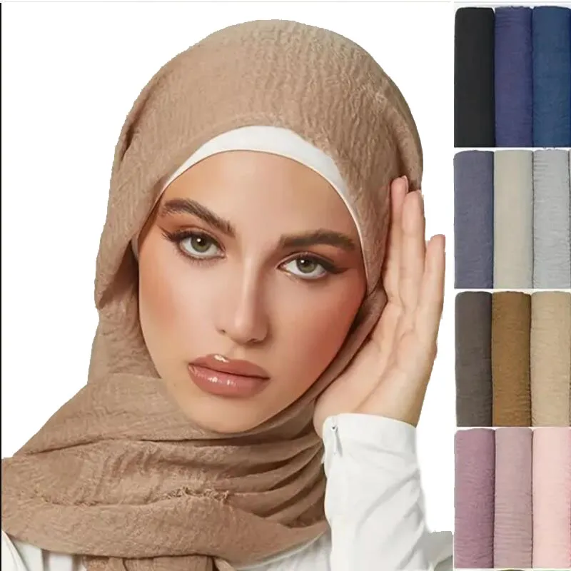 Solid Color Ultra-Soft Crinkle Hijab Scarf Thin Breathable Bubble Shawl Simple Style Basic Tassel Head Wrap for Women
Solid Color Ultra-Soft Crinkle Hijab Scarf Thin Breathable Bubble Shawl Simple Style Basic Tassel Head Wrap for Women