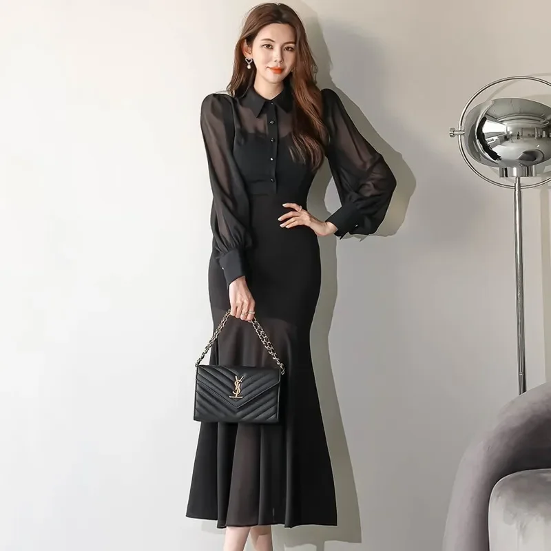 Elegant Medium-length Ruffle Edge Dress Women's Autumn New Slimming Smoothing Long Dress Fashionable Stylish Sisters Clothing
Elegant Medium-length Ruffle Edge Dress Women's Autumn New Slimming Smoothing Long Dress Fashionable Stylish Sisters Clothing