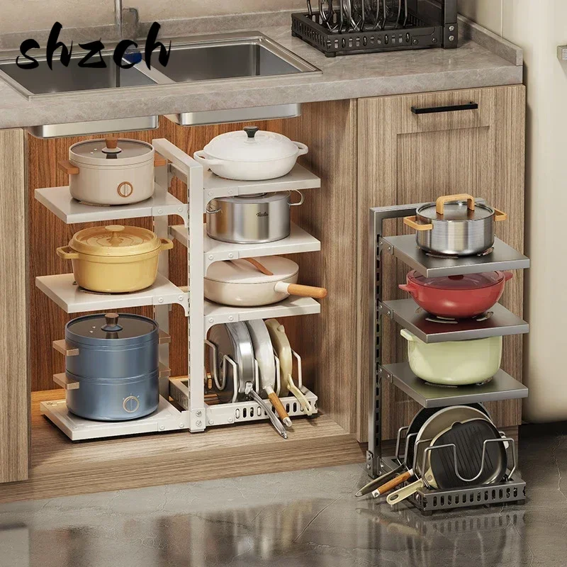 Adjustable Under-Sink Pot Holder Multi-Layer Stainless Steel Storage Rack Frying Pans Rice Cookers Seasonings Kitchen Organizer
Adjustable Under-Sink Pot Holder Multi-Layer Stainless Steel Storage Rack Frying Pans Rice Cookers Seasonings Kitchen Organizer