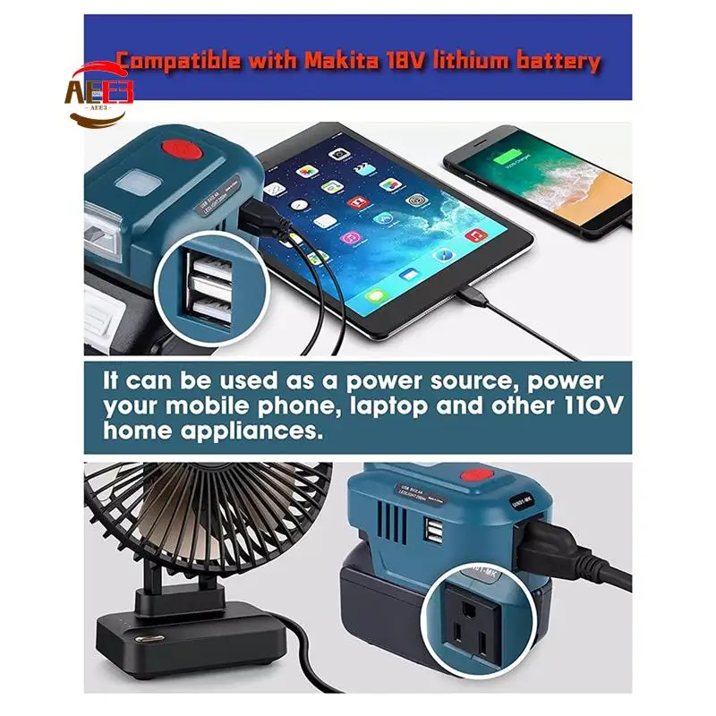 AEE3-For Ma-Kita 18V Lithium Battery Inverter Generator Portable Power USB Adapter With LED Light For Ma-Kita BL1830
AEE3-For Ma-Kita 18V Lithium Battery Inverter Generator Portable Power USB Adapter With LED Light For Ma-Kita BL1830