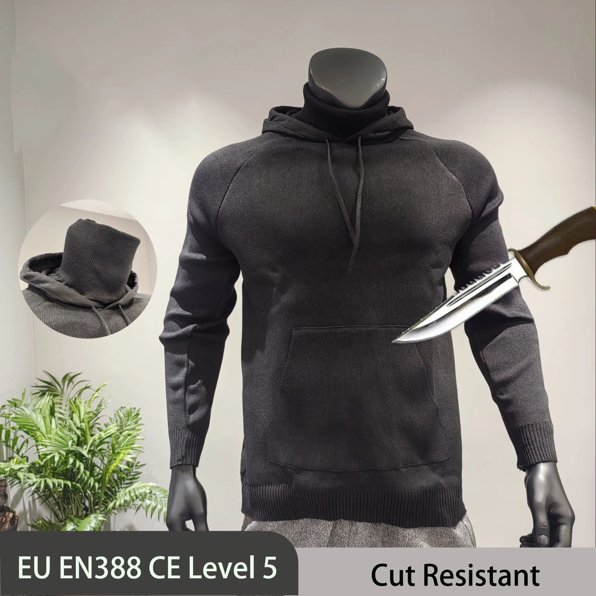 EN388 Level 5 HPPE Cut Resistant Hoodie Anti Slash Work Jacket with Neck Cover Protective Gear for Outdoor Self Defense
EN388 Level 5 HPPE Cut Resistant Hoodie Anti Slash Work Jacket with Neck Cover Protective Gear for Outdoor Self Defense