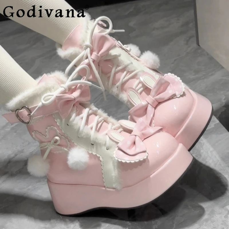 Original Cute Girl's Sweet Lolita Pink Snow Boots Winter New 2025 Student Plush Thickened Warm Short Boots Y2k Platform Shoes
Original Cute Girl's Sweet Lolita Pink Snow Boots Winter New 2025 Student Plush Thickened Warm Short Boots Y2k Platform Shoes