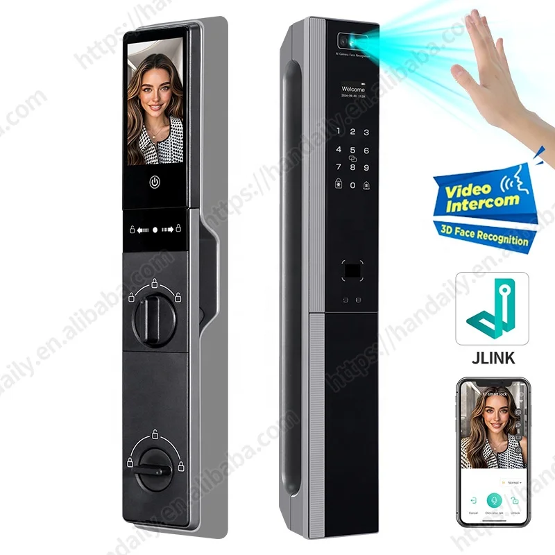 Palmprint 3D facial recognition fingerprint digital door lock WIFI application real-time video smart lock
Palmprint 3D facial recognition fingerprint digital door lock WIFI application real-time video smart lock