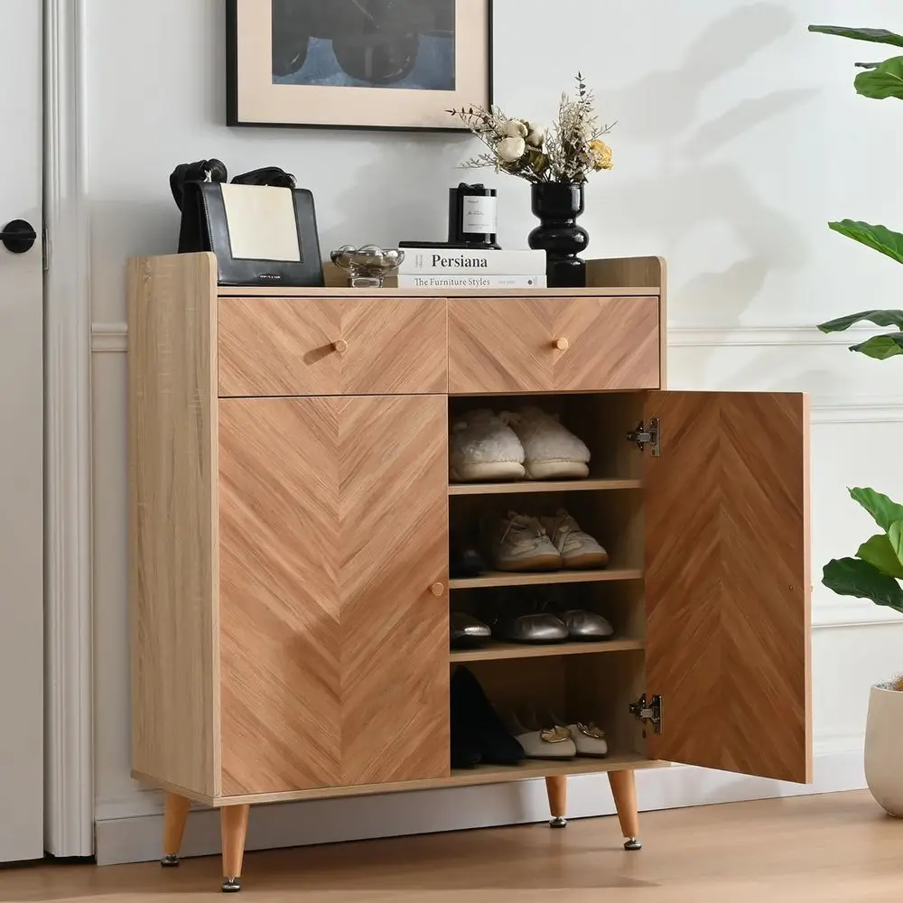 Double-Door Shoe Cabinet for 20 Pairs, Adjustable Shelves & 2 Drawers, 31.5 Wide Entryway Organizer (Natural)
Double-Door Shoe Cabinet for 20 Pairs, Adjustable Shelves & 2 Drawers, 31.5 Wide Entryway Organizer (Natural)