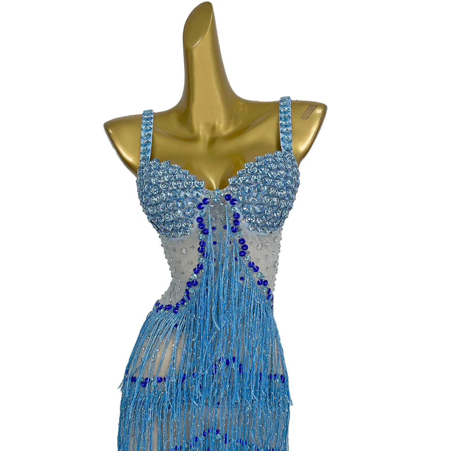 Elegant Sheer Mesh Layered Tassel Long Dress Sparkly Blue Rhinestone Evening Dress Birthday Celebrate Party Sexy Couture Lantian
Elegant Sheer Mesh Layered Tassel Long Dress Sparkly Blue Rhinestone Evening Dress Birthday Celebrate Party Sexy Couture Lantian