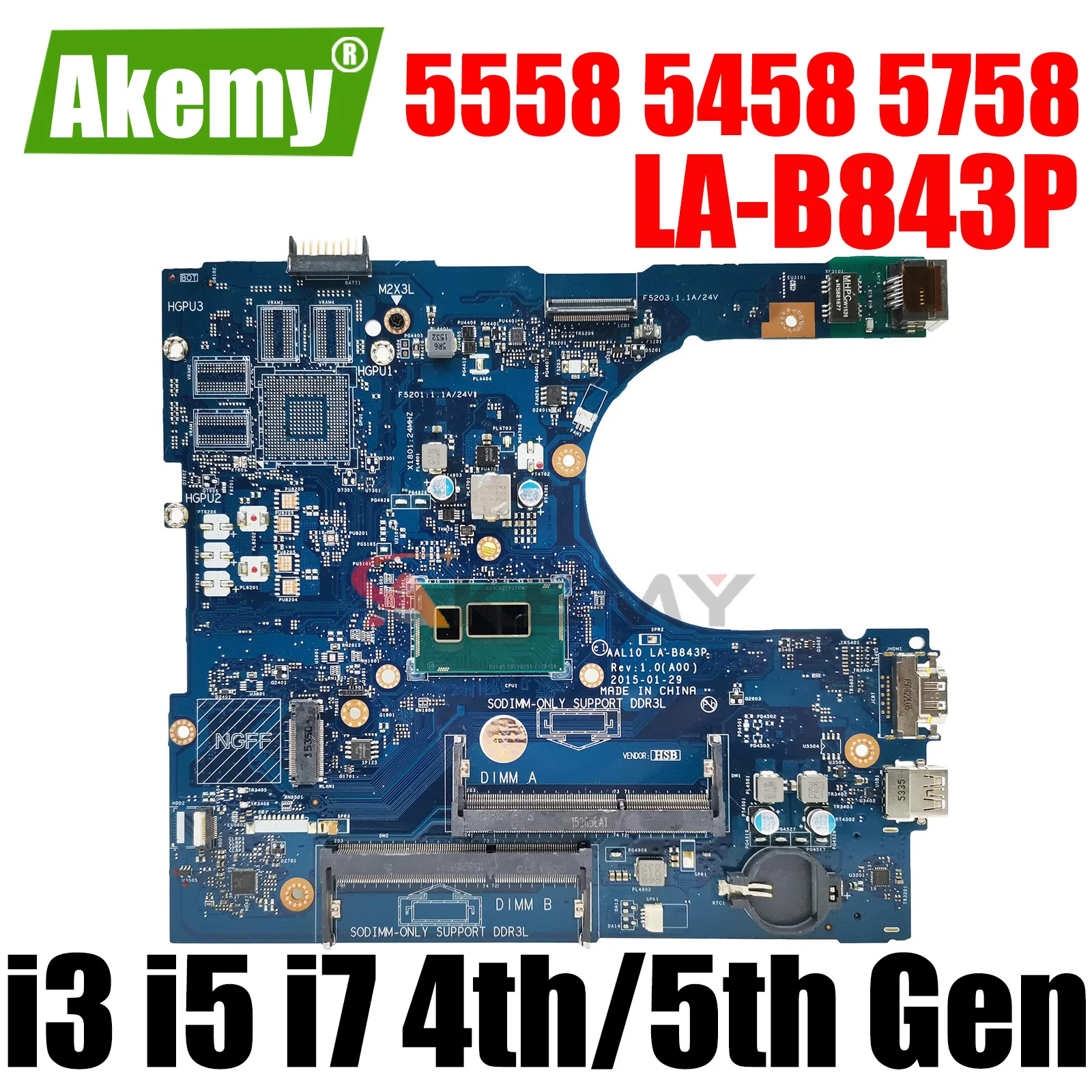Материнская плата для ноутбука DELL Inspiron 5558 5458 5758 07CV2G 0M94D0 0HD0R2 05K7K8 LA-B843P HDMI материнская плата для ноутбука i3 i5 i7 CPU
Материнская плата для ноутбука DELL Inspiron 5558 5458 5758 07CV2G 0M94D0 0HD0R2 05K7K8 LA-B843P HDMI материнская плата для ноутбука i3 i5 i7 CPU
