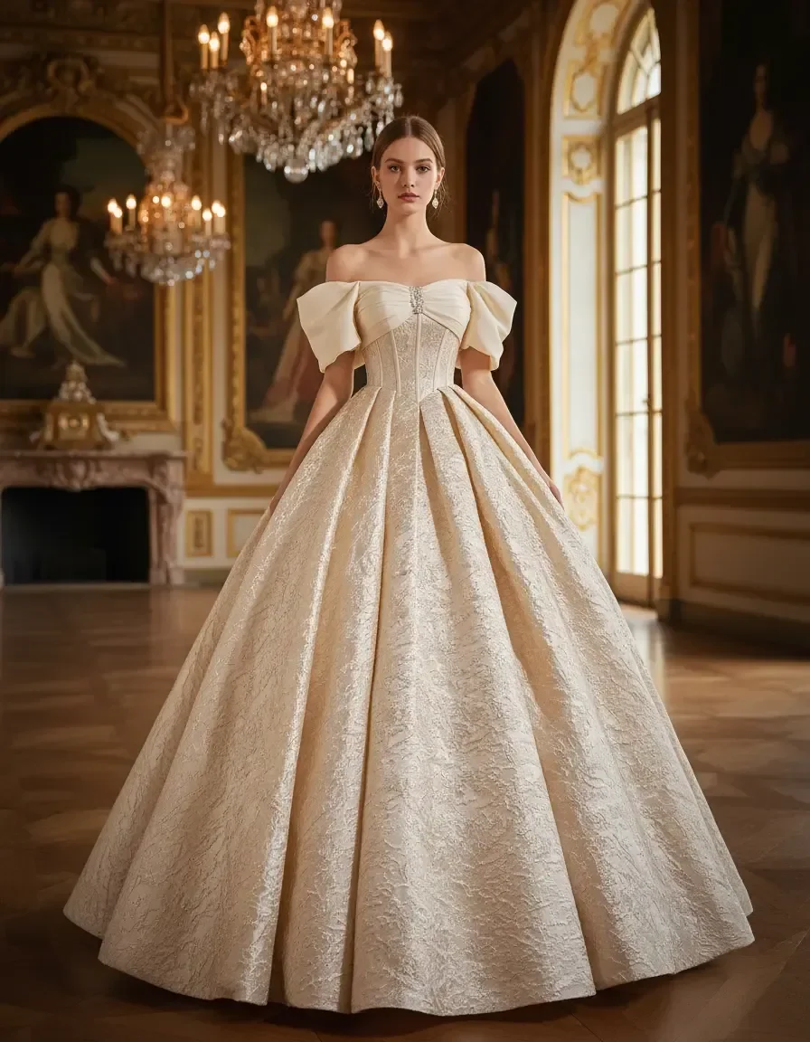 Elegant Champagne Princess Ball Gown Off Shoulder Puff Sleeve Lace Up Quinceanera Party Evening Formal Gown Free Petticoat
Elegant Champagne Princess Ball Gown Off Shoulder Puff Sleeve Lace Up Quinceanera Party Evening Formal Gown Free Petticoat